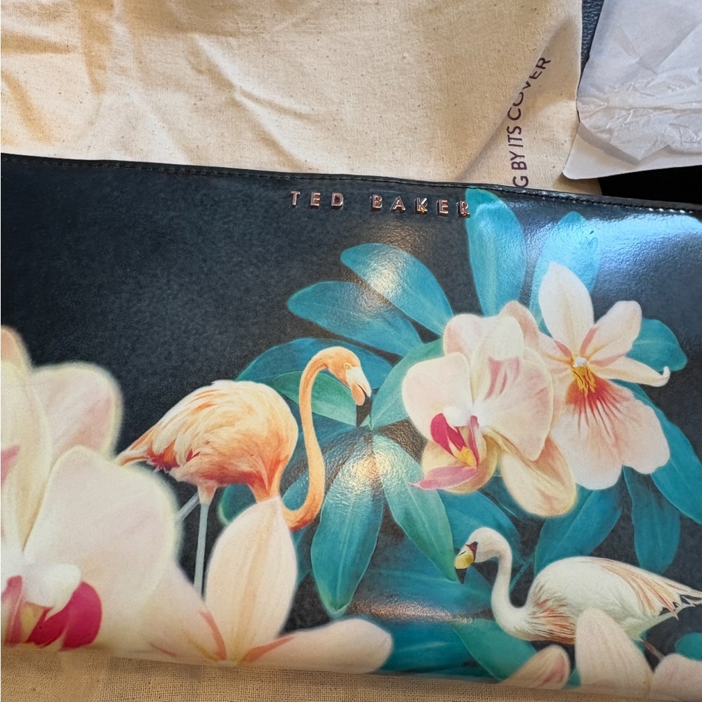 Ted Baker Exotic Floral and Flamingo Clutch
